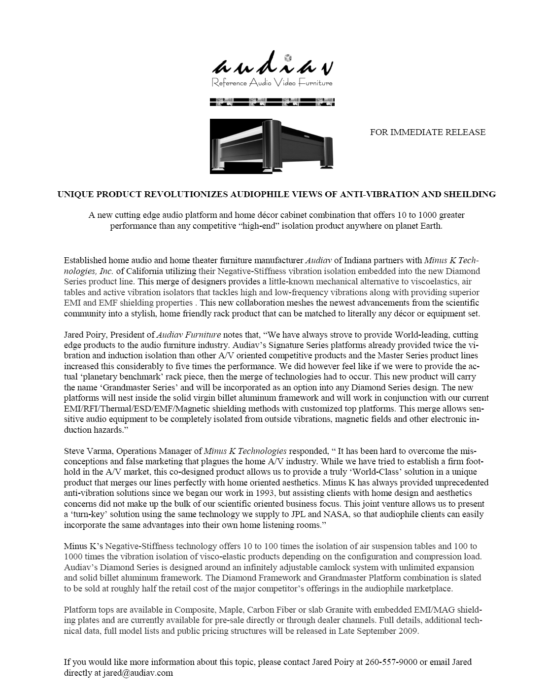 Audiav Press Release